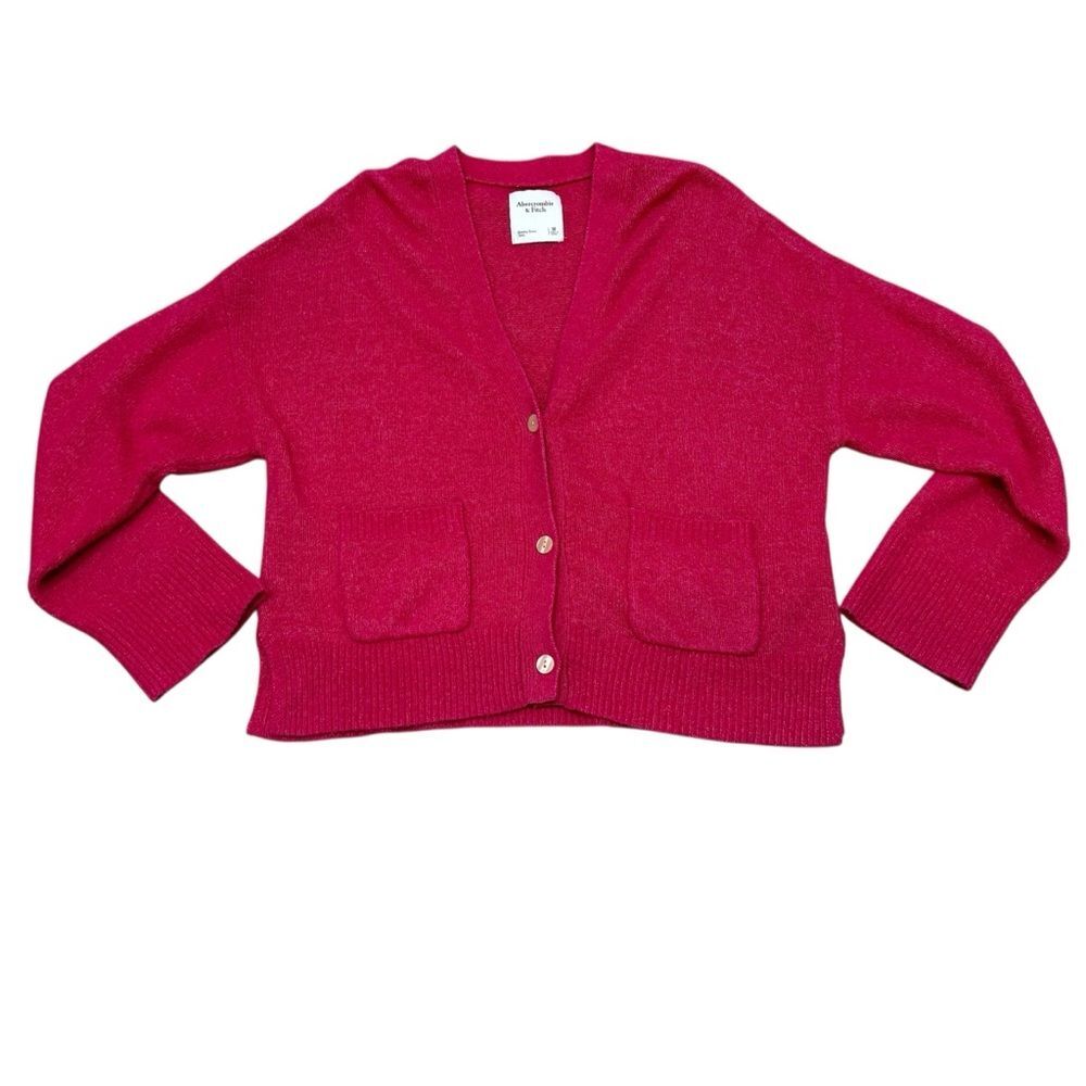 Abercrombie & Fitch Hot Pink Fuchsia Boxy Cardigan Sweater Size M